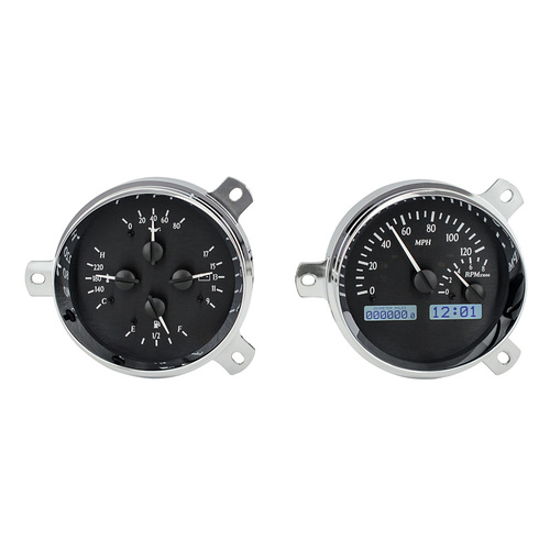 Dakota Digital Gauge Kit, 1951- 52 For Chevrolet, Analog, Black Background, Alloy Style Face, White Display