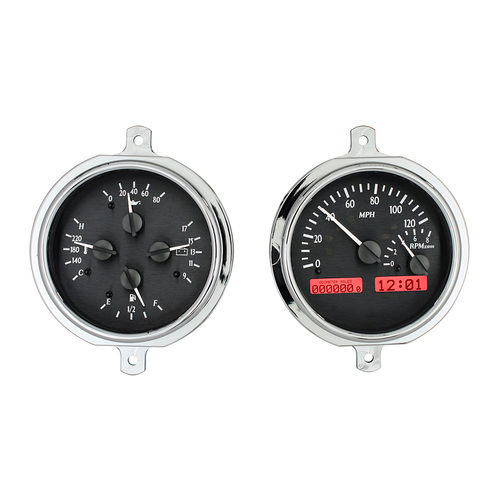 Dakota Digital Gauge Kit, 1951- 52 For Ford Pickup, Analog, Black Background, Alloy Style Face, Red Display