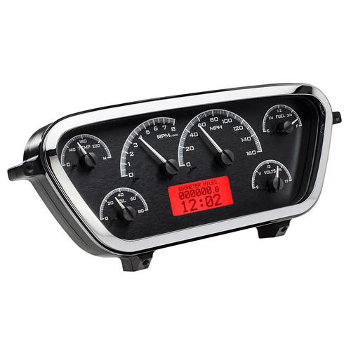 Dakota Digital Gauge Kit, 1953- 55 For Ford Pickup, Analog, Black Background, Alloy Style Face, Red Display