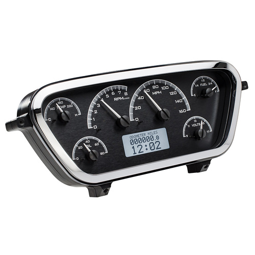 Dakota Digital Gauge Kit, 1953- 55 For Ford Pickup, Analog, Black Background, Alloy Style Face, White Display