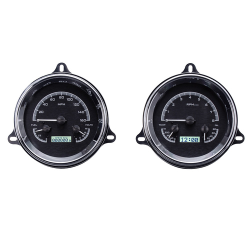 Dakota Digital Gauge Kit, 1956 For Chevrolet Pickup, Analog, Black Background, Alloy Style Face, White Display