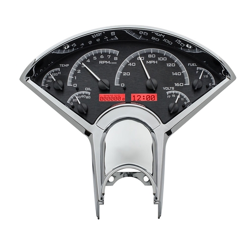 Dakota Digital Gauge Kit, 1955- 56 For Chevrolet, Analog, Black Background, Alloy Style Face, Red Display