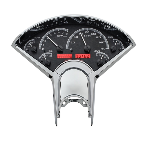 Dakota Digital Gauge Kit, 1955- 56 For Chevrolet, Analog, Black Background, Alloy Style Face, Red Display