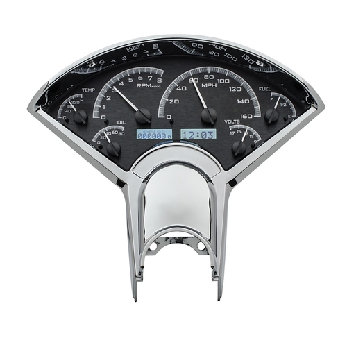 Dakota Digital Gauge Kit, 1955- 56 For Chevrolet, Analog, Black Background, Alloy Style Face, White Display