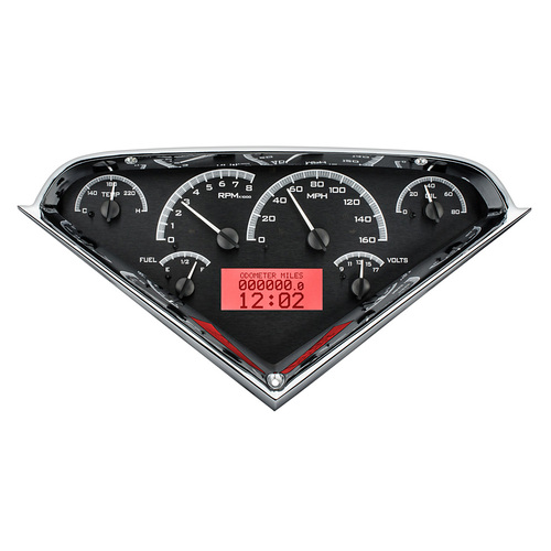 Dakota Digital Gauge Kit, 1955- 59 For Chevrolet Pickup, Analog, Black Background, Alloy Style Face, Red Display