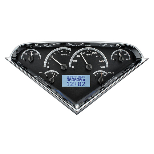 Dakota Digital Gauge Kit, 1955- 59 For Chevrolet Pickup, Analog, Black Background, Alloy Style Face, White Display