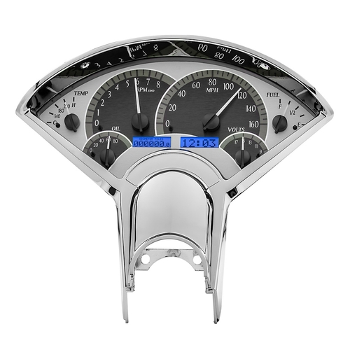 Dakota Digital Gauge Kit, 1955- 56 For Chevrolet, Analog, Silver Background, Alloy Style Face, Blue Display