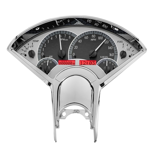 Dakota Digital Gauge Kit, 1955- 56 For Chevrolet, Analog, Silver Background, Alloy Style Face, Red Display