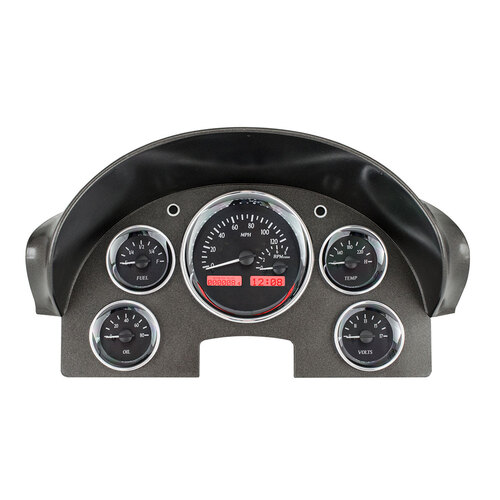 Dakota Digital Gauge Kit, 1957 For Ford, Analog, Black Background, Alloy Style Face, Red Display