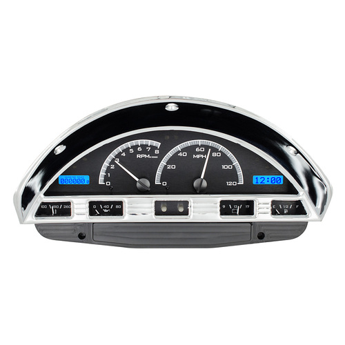 Dakota Digital Gauge Kit, 1956 For Ford Pickup, Analog, Black Background, Alloy Style Face, Blue Display