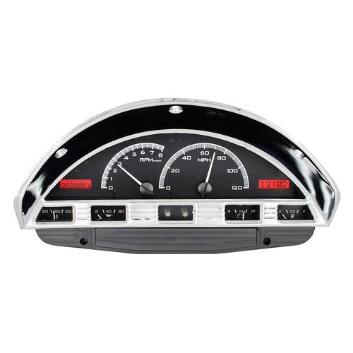 Dakota Digital Gauge Kit, 1957 For Ford Pickup, Analog, Black Background, Alloy Style Face, Red Display