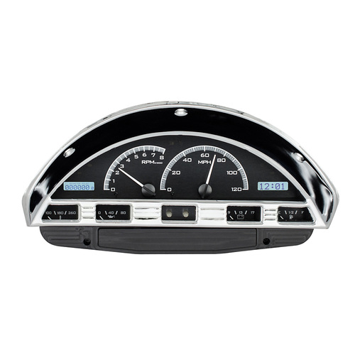 Dakota Digital Gauge Kit, 1958 For Ford Pickup, Analog, Black Background, Alloy Style Face, White Display