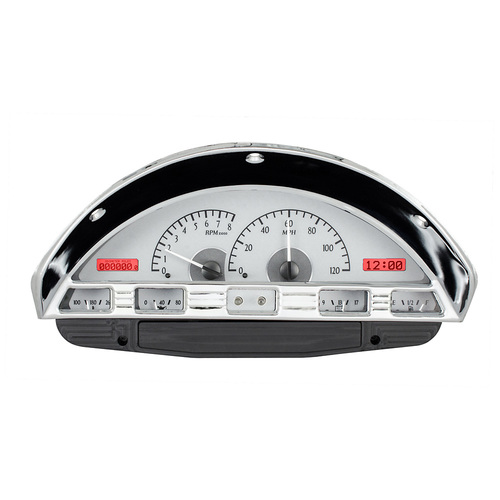 Dakota Digital Gauge Kit, 1960 For Ford Pickup, Analog, Silver Background, Alloy Style Face, Red Display