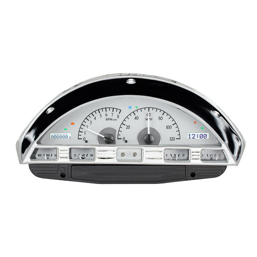 Dakota Digital Gauge Kit, 1961 For Ford Pickup, Analog, Silver Background, Alloy Style Face, White Display