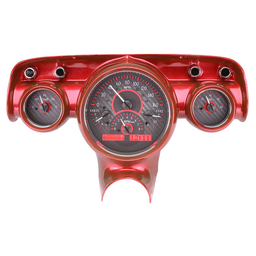 Dakota Digital Gauge Kit, 1964 For Chevrolet, Analog, Carbon Fiber Background, Alloy Style Face, Red Display