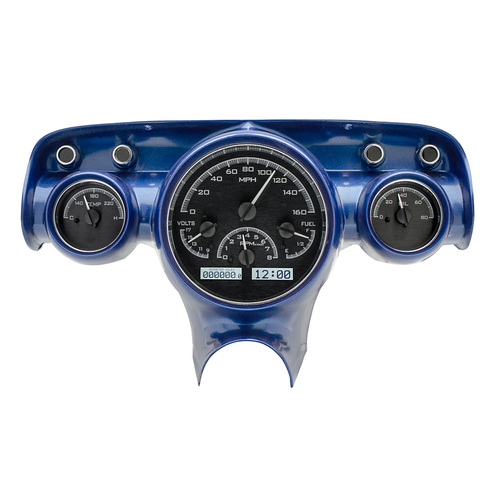 Dakota Digital Gauge Kit, 1959 For Chevrolet, Analog, Black Background, Alloy Style Face, White Display