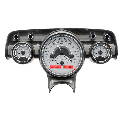 Dakota Digital Gauge Kit, 1961 For Chevrolet, Analog, Silver Background, Alloy Style Face, Red Display