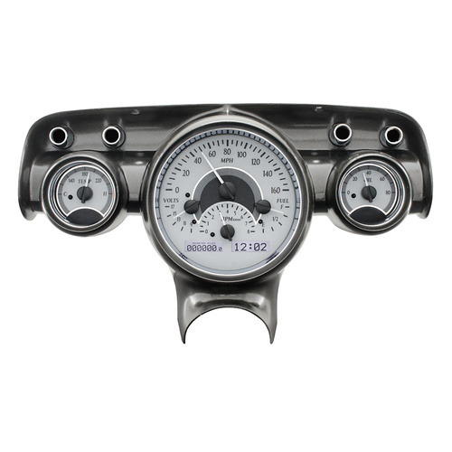 Dakota Digital Gauge Kit, 1962 For Chevrolet, Analog, Silver Background, Alloy Style Face, White Display