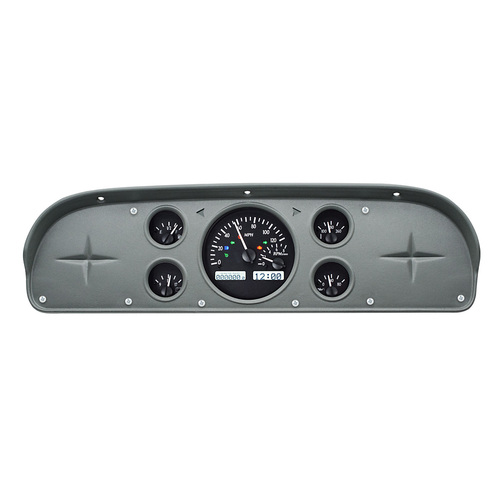 Dakota Digital Gauge Kit, 1957- 60 For Ford Pickup & 1961- 67 Econoline Van, Analog, Black Background, Alloy Style Face, White Display