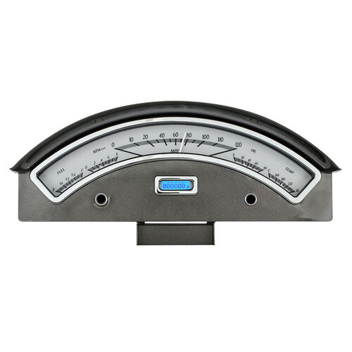 Dakota Digital Gauge Kit, 1960 For Ford, Analog, Silver Background, Alloy Style Face, Blue Display