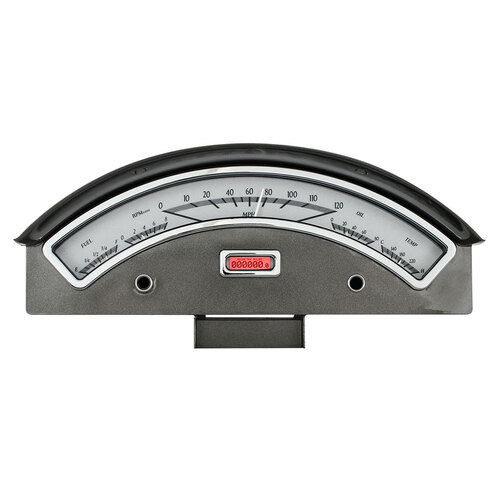 Dakota Digital Gauge Kit, 1961 For Ford, Analog, Silver Background, Alloy Style Face, Red Display