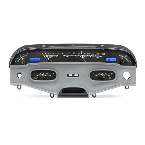 Dakota Digital Gauge Kit, 1958 For Chevrolet For Impala, Analog, Black Background, Alloy Style Face, Blue Display