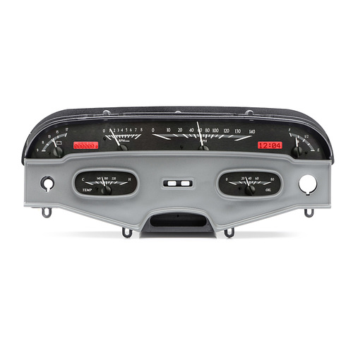 Dakota Digital Gauge Kit, 1959 For Chevrolet For Impala, Analog, Black Background, Alloy Style Face, Red Display