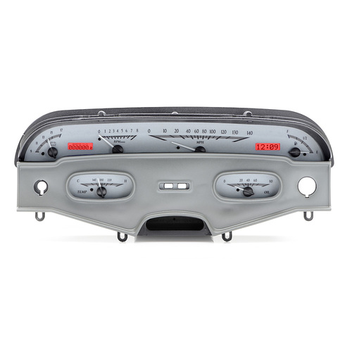 Dakota Digital Gauge Kit, 1962 For Chevrolet For Impala, Analog, Silver Background, Alloy Style Face, Red Display