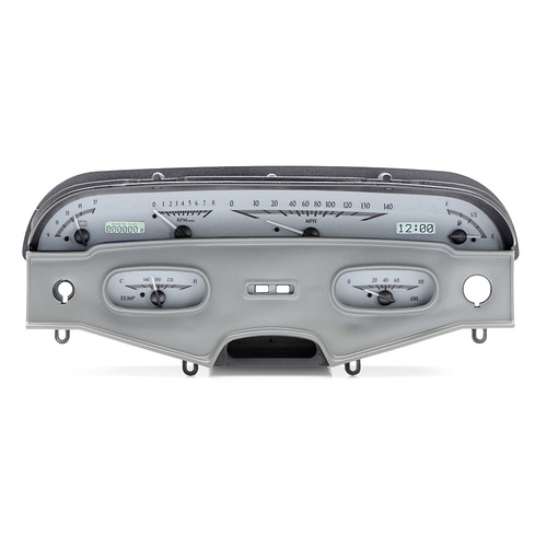 Dakota Digital Gauge Kit, 1963 For Chevrolet For Impala, Analog, Silver Background, Alloy Style Face, White Display