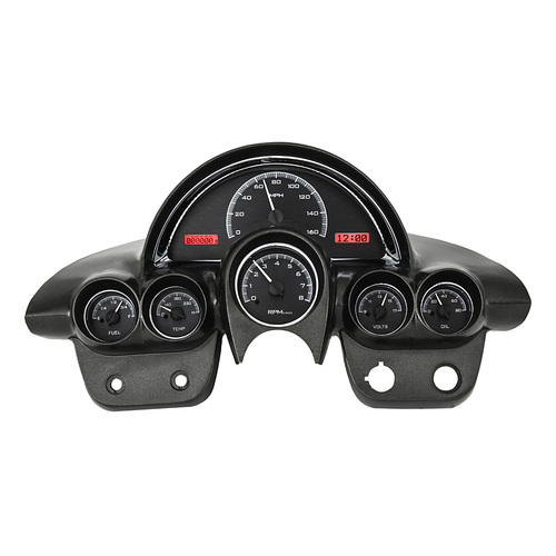 Dakota Digital Gauge Kit, 1958- 62 For Chevrolet Corvette, Analog, Black Background, Alloy Style Face, Red Display