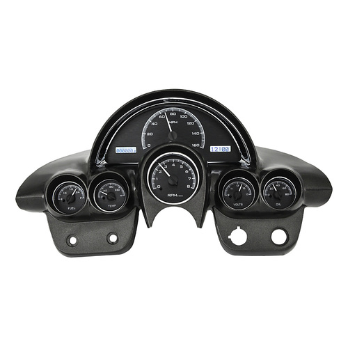 Dakota Digital Gauge Kit, 1958- 62 For Chevrolet Corvette, Analog, Black Background, Alloy Style Face, White Display