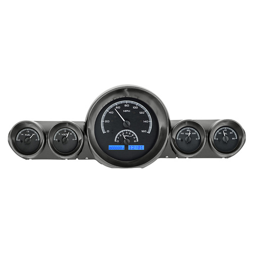 Dakota Digital Gauge Kit, 1959- 60 For Chevrolet For Impala/ El Camino, Analog, Black Background, Alloy Style Face, Blue Display