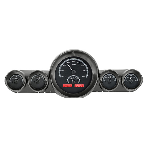 Dakota Digital Gauge Kit, 1959- 60 For Chevrolet For Impala/ El Camino, Analog, Black Background, Alloy Style Face, Red Display