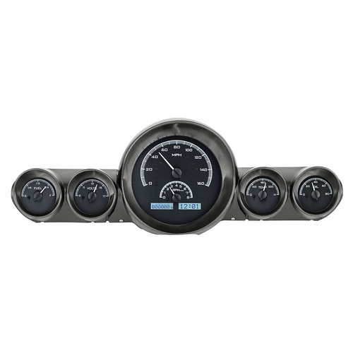 Dakota Digital Gauge Kit, 1959- 60 For Chevrolet For Impala/ El Camino, Analog, Black Background, Alloy Style Face, White Display