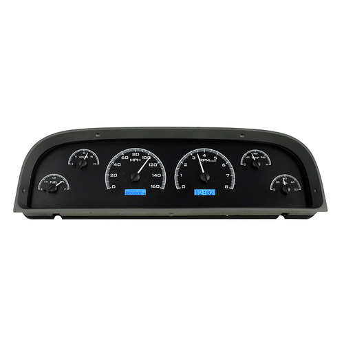 Dakota Digital Gauge Kit, 1960- 63 For Chevrolet Pickup, Analog, Black Background, Alloy Style Face, Blue Display