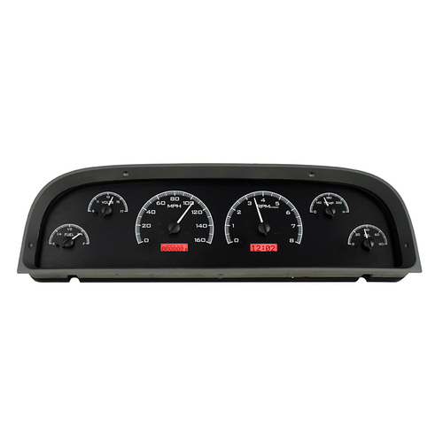 Dakota Digital Gauge Kit, 1960- 63 For Chevrolet Pickup, Analog, Black Background, Alloy Style Face, Red Display