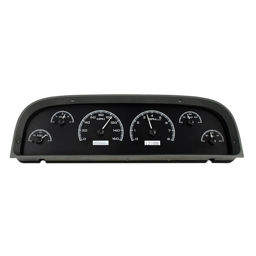 Dakota Digital Gauge Kit, 1960- 63 For Chevrolet Pickup, Analog, Black Background, Alloy Style Face, White Display