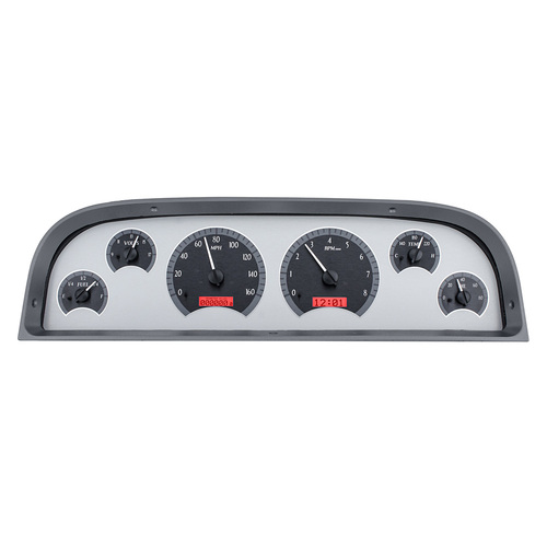 Dakota Digital Gauge Kit, 1960- 63 For Chevrolet Pickup, Analog, Silver Background, Alloy Style Face, Red Display