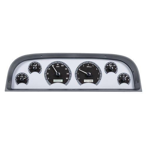 Dakota Digital Gauge Kit, 1960- 63 For Chevrolet Pickup, Analog, Silver Background, Alloy Style Face, White Display