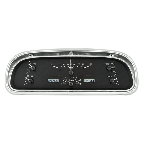 Dakota Digital Gauge Kit, 1960- 63 For Ford Falcon and Ranchero, Analog, Black Background, Alloy Style Face, White Display