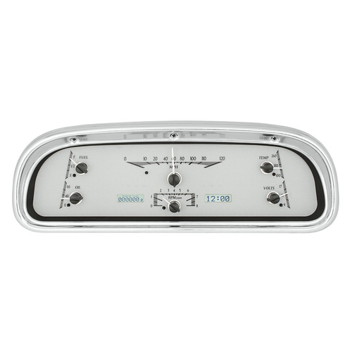 Dakota Digital Gauge Kit, 1960- 63 For Ford Falcon and Ranchero, Analog, Silver Background, Alloy Style Face, White Display