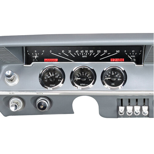 Dakota Digital Gauge Kit, 1961- 62 For Chevrolet For Impala, Analog, Black Background, Alloy Style Face, Red Display