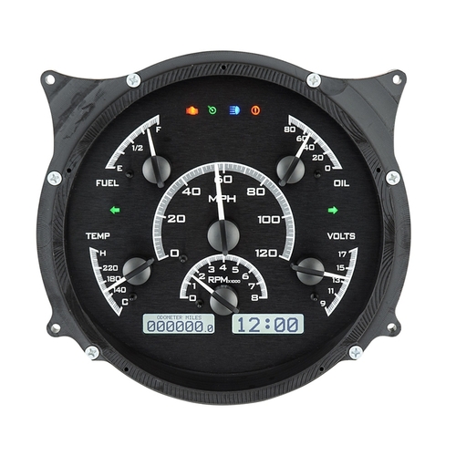 Dakota Digital Gauge Kit, 1961- 66 For Ford Pickup, Analog, Black Background, Alloy Style Face, White Display