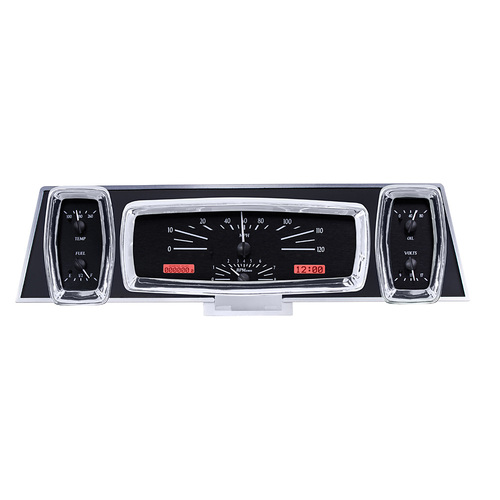 Dakota Digital Gauge Kit, 1961- 63 For Lincoln Continental, Analog, Black Background, Alloy Style Face, Red Display