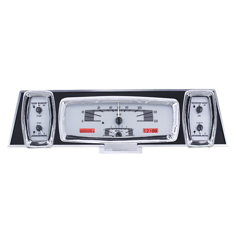 Dakota Digital Gauge Kit, 1961- 63 For Lincoln Continental, Analog, Silver Background, Alloy Style Face, Red Display