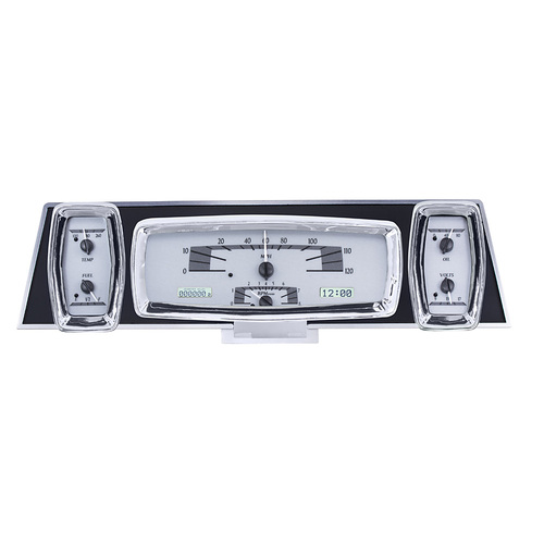 Dakota Digital Gauge Kit, 1961- 63 For Lincoln Continental, Analog, Silver Background, Alloy Style Face, White Display