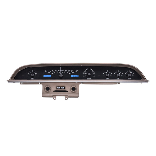 Dakota Digital Gauge Kit, 1962 For Ford Galaxie, Analog, Black Background, Alloy Style Face, Blue Display