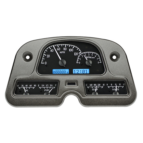 Dakota Digital Gauge Kit, 1962- 84 For Toyota FJ40, Analog, Black Background, Alloy Style Face, Blue Display