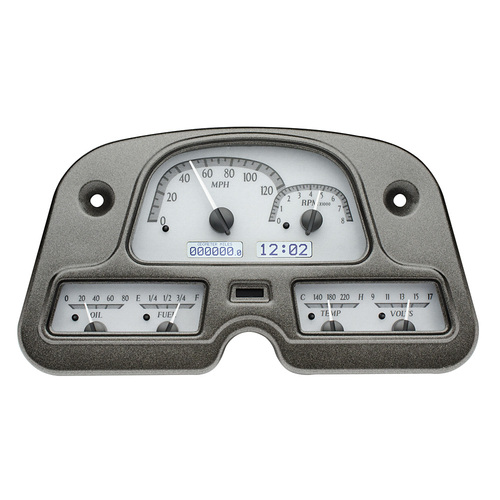 Dakota Digital Gauge Kit, 1962- 84 For Toyota FJ45, Analog, Silver Background, Alloy Style Face, White Display