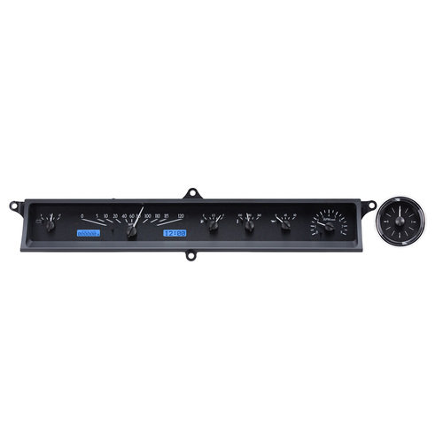 Dakota Digital Gauge Kit, 1963- 64 For Cadillac, Analog, Black Background, Alloy Style Face, Blue Display